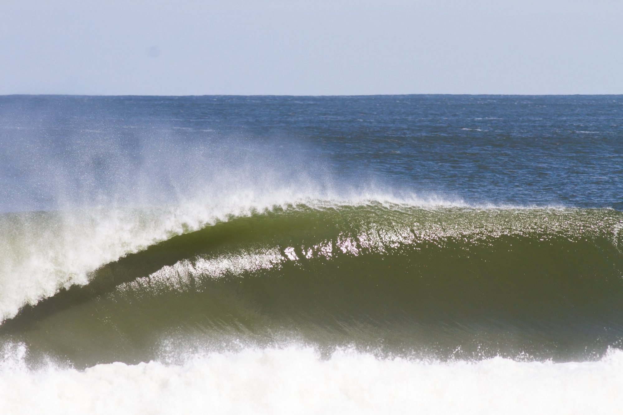 A wave in the sun at La Paloma, days after the storm.